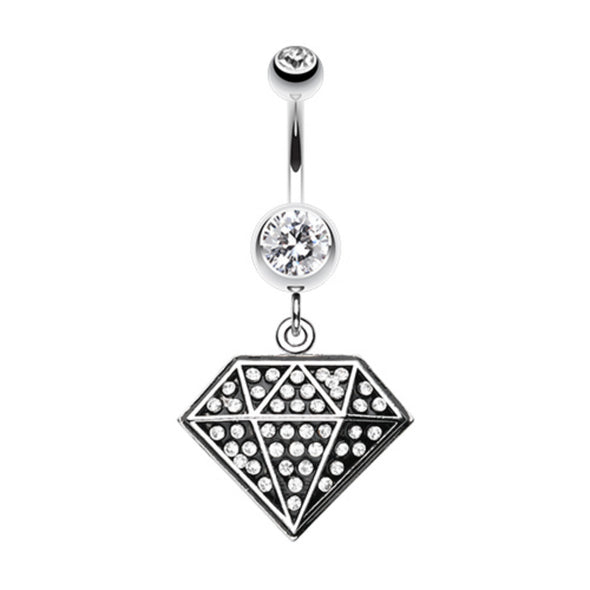 Urban Diamond Bling Belly Button Ring-WildKlass Jewelry