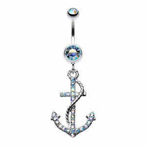 Glistening Gem Anchor Dock Belly Button Ring-WildKlass Jewelry