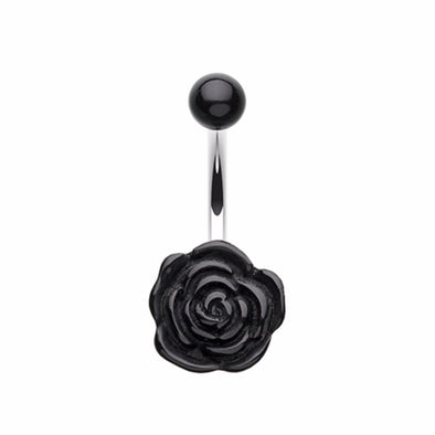 Simple Rose Bloom Belly Button Ring-WildKlass Jewelry