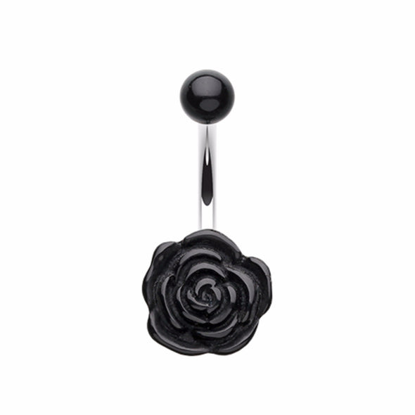 Simple Rose Bloom Belly Button Ring-WildKlass Jewelry