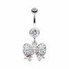 Lovely Sparkle Bow-Tie Belly Button Ring-WildKlass Jewelry
