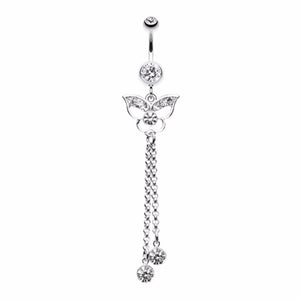 Butterfly Fall Crystalline Belly Button Ring-WildKlass Jewelry