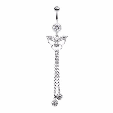 Butterfly Fall Crystalline Belly Button Ring-WildKlass Jewelry
