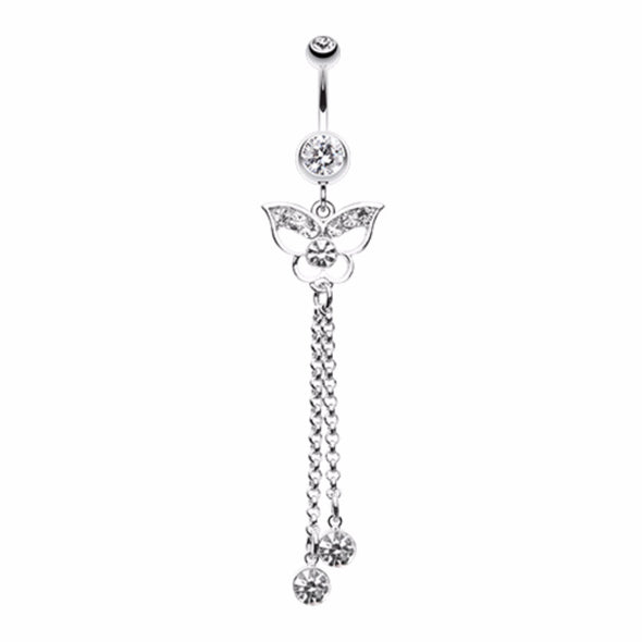 Butterfly Fall Crystalline Belly Button Ring-WildKlass Jewelry