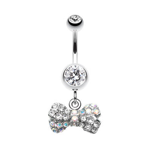 Dainty Bow-Tie Belly Button Ring-WildKlass Jewelry