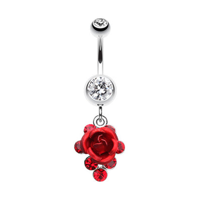 Rose Gems Cluster Belly Button Ring-WildKlass Jewelry