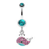 Adorable Whale Multi-Gem Belly Button Ring-WildKlass Jewelry