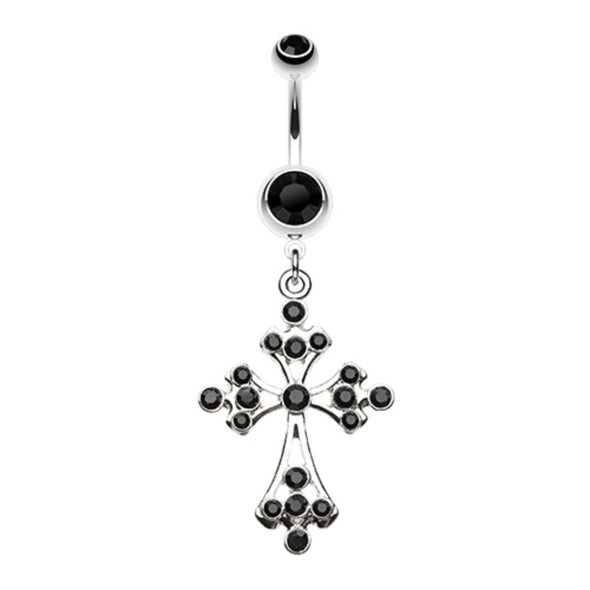 Shimmering Cross Belly Button Ring-WildKlass Jewelry