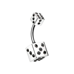 Double Dice Iced Belly Button Ring-WildKlass Jewelry
