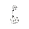 Double Dice Iced Belly Button Ring-WildKlass Jewelry