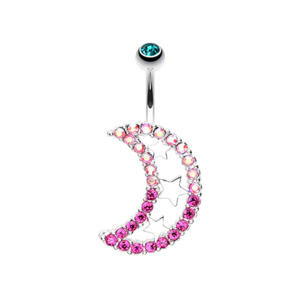 Triple Stars and Moon Belly Button Ring-WildKlass Jewelry