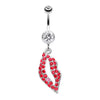 Sexy Lips Multi-Gem Dangle Belly Button Ring-WildKlass Jewelry