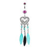 Heart Dreamcatcher Feathered Belly Button Ring-WildKlass Jewelry