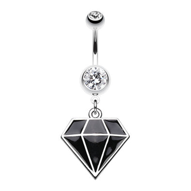 Urban Diamond Steel Belly Button Ring-WildKlass Jewelry
