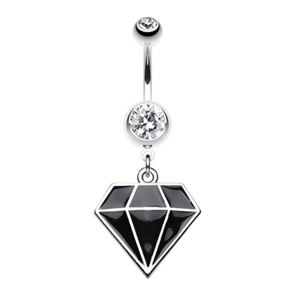 Urban Diamond Steel Belly Button Ring-WildKlass Jewelry