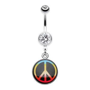 Rasta Jamaican Peace Belly Button Ring-WildKlass Jewelry