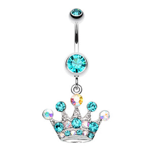 Crown Jewel Multi-Gem Belly Button Ring-WildKlass Jewelry