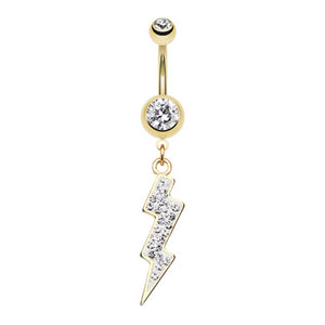 Golden Lightning Bolt Belly Button Ring-WildKlass Jewelry