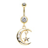 Golden Moon and Star Belly Button Ring-WildKlass Jewelry
