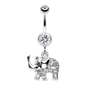 Elephant Walk Dangle Belly Button Ring-WildKlass Jewelry