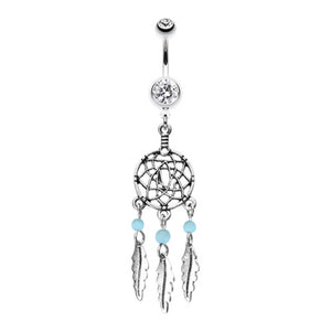 Classic Beaded Dream Catcher Belly Button Ring-WildKlass Jewelry