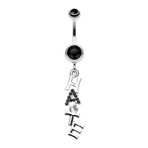 HATE' Dangle Belly Button Ring-WildKlass Jewelry