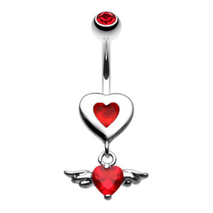 Charming Angel Heart Belly Button Ring-WildKlass Jewelry