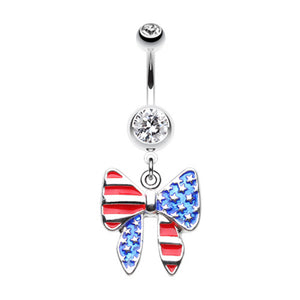 American Patriot Bow-Tie Belly Button Ring-WildKlass Jewelry