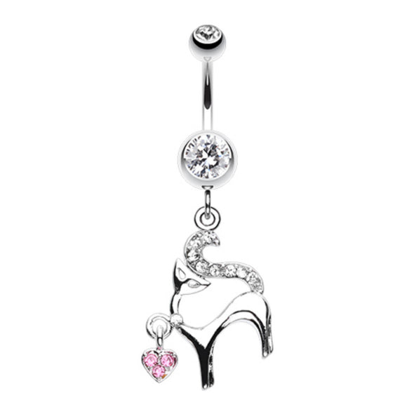 Glam Heart Kitty Belly Button Ring-WildKlass Jewelry