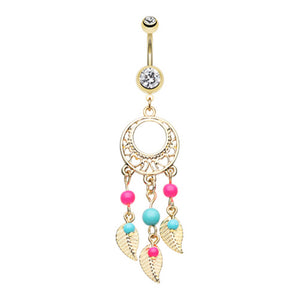 Golden Enchanted Dream Catchers Belly Button Ring-WildKlass Jewelry