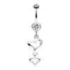 Duet Hearts Sparkle Belly Button Ring-WildKlass Jewelry