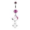 Duet Hearts Sparkle Belly Button Ring-WildKlass Jewelry