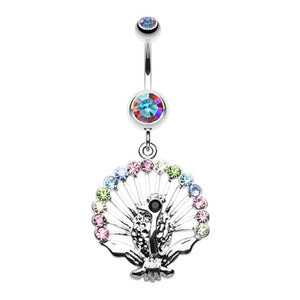 Peacock Gleam Belly Button Ring-WildKlass Jewelry