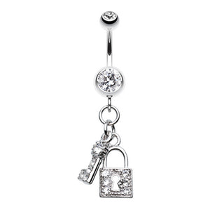 Glistening Lock and Key Belly Button Ring-WildKlass Jewelry