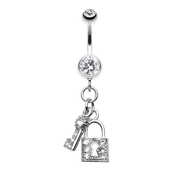 Glistening Lock and Key Belly Button Ring-WildKlass Jewelry