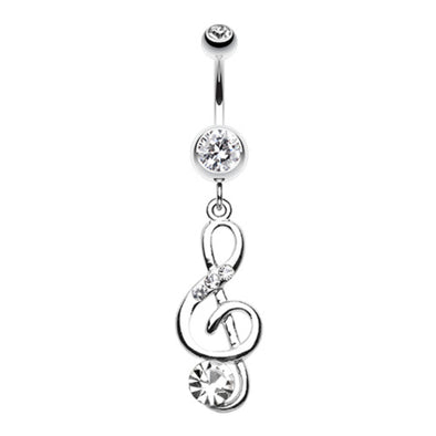 G-Clef Bling Belly Button Ring-WildKlass Jewelry