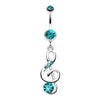 G-Clef Bling Belly Button Ring-WildKlass Jewelry