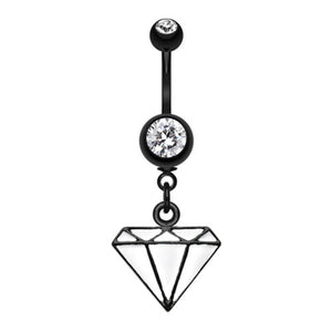 Blackline Urban White Diamond Belly Button Ring-WildKlass Jewelry