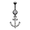 Blackline Anchor Gem Sparkle Belly Button Ring-WildKlass Jewelry