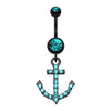 Blackline Anchor Gem Sparkle Belly Button Ring-WildKlass Jewelry