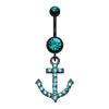 Blackline Anchor Gem Sparkle Belly Button Ring-WildKlass Jewelry