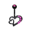 Blackline Heart on Heart Belly Button Ring-WildKlass Jewelry