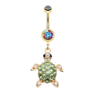 Golden Sea Turtle Belly Button Ring-WildKlass Jewelry