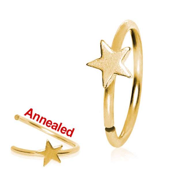 Gold Plated Annealed Star Nose Hoop-WildKlass Jewelry