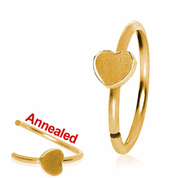 Gold Plated Annealed Heart Nose Hoop-WildKlass Jewelry