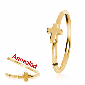 Gold Plated Annealed Cross Nose Hoop-WildKlass Jewelry