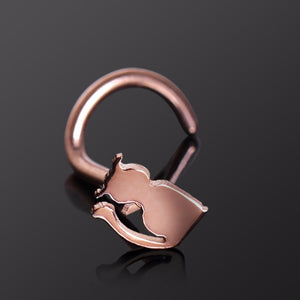 Rose Gold Plated Nose Screw with Cat-WildKlass Jewelry