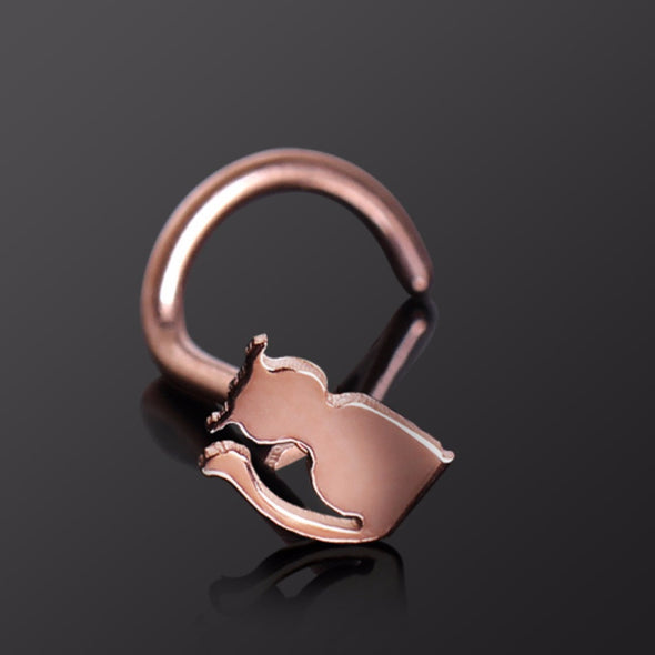 Rose Gold Plated Nose Screw with Cat-WildKlass Jewelry