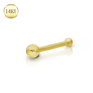 14Kt Yellow Gold Stud Nose Ring with a Ball-WildKlass Jewelry