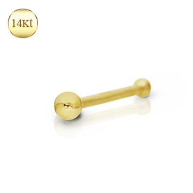 14Kt Yellow Gold Stud Nose Ring with a Ball-WildKlass Jewelry
